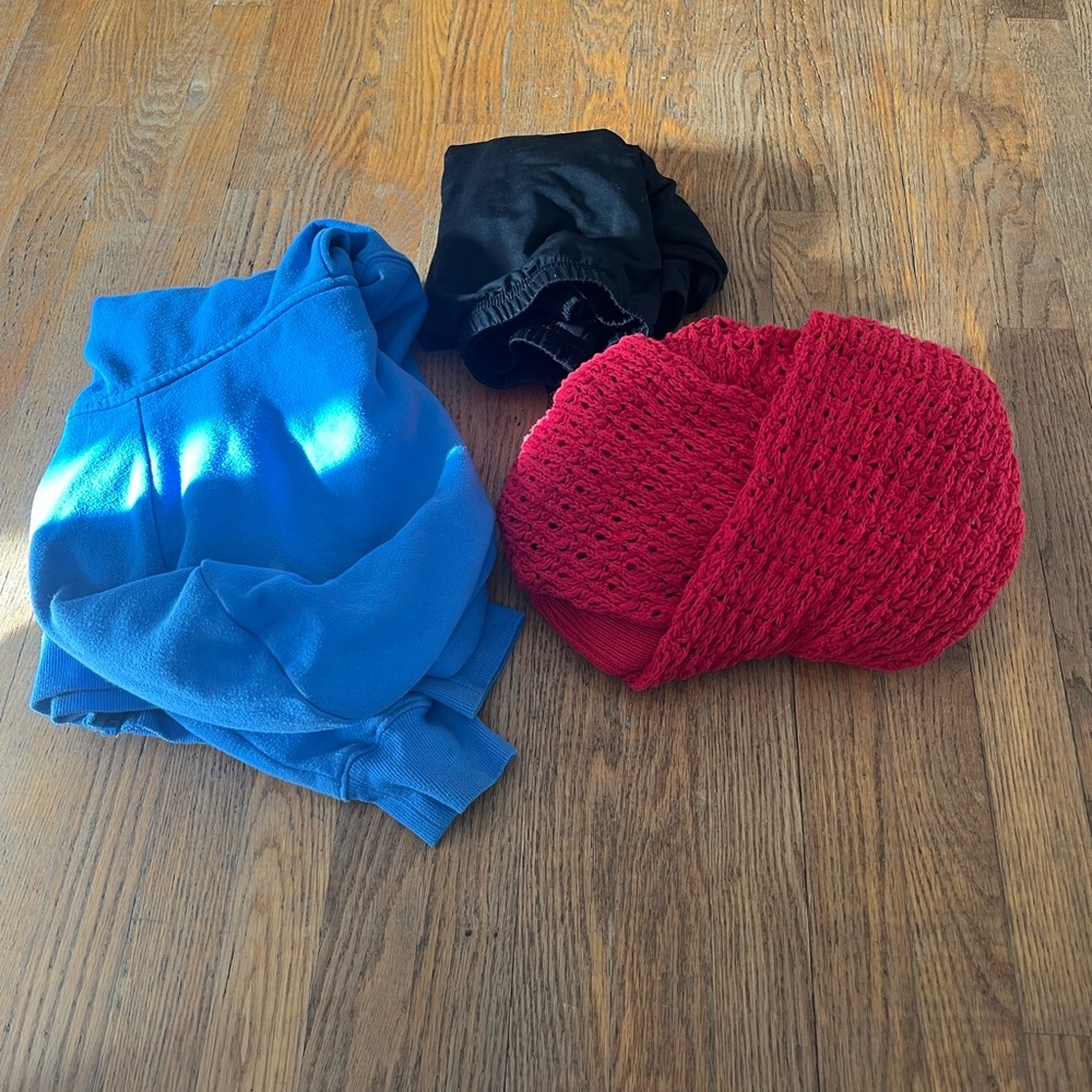 3 crop top sweaters, women size small.